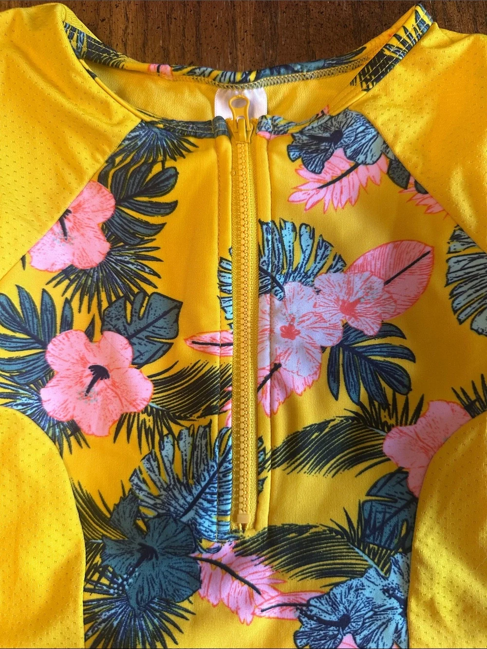 CAT & JACK | Girls' Yellow Tropical Zip-Front One-Piece Swimsuit Size 5T
